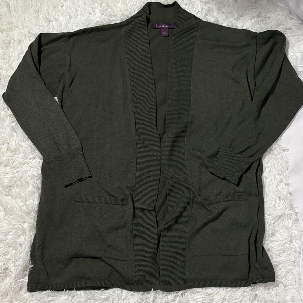 Gloria Vanderbilt Forest Green Open Cardigan